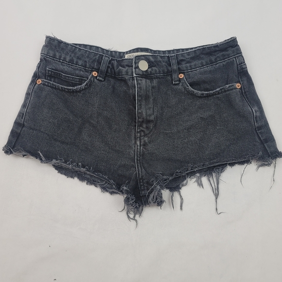 Asos cheeky cutoff black denim raw hem shorts